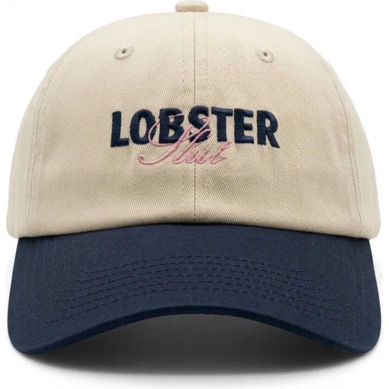cappellino-curvo-beige-e-blu-marino-regolabile-lobster-slut-di-pica-pica