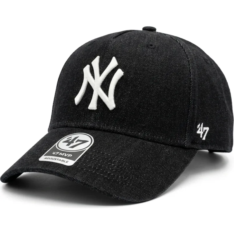cappellino-curvo-nero-snapback-mvp-dt-denim-di-new-york-yankees-mlb-di-47-brand