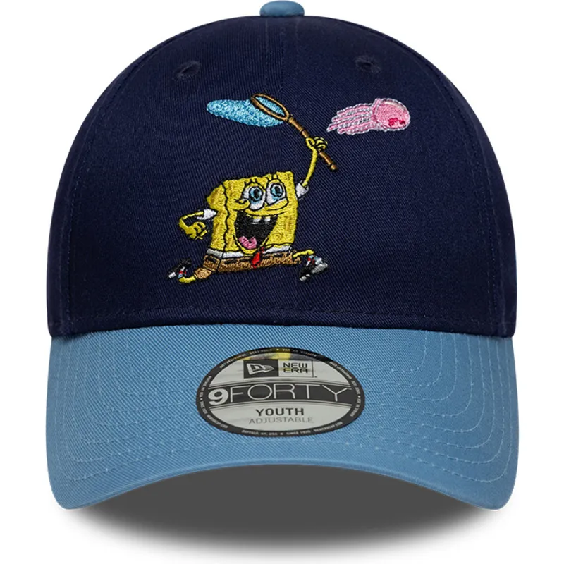 cappellino-curvo-blu-snapback-per-bambino-9forty-di-spongebob-di-new-era
