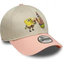 cappellino-curvo-beige-e-rosa-snapback-per-bambino-9forty-di-spongebob-e-patrick-stella-di-new-era