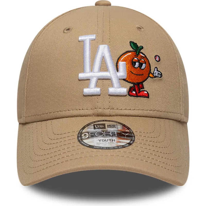 cappellino-curvo-beige-regolabile-per-bambino-9forty-icon-dei-los-angeles-dodgers-mlb-di-new-era