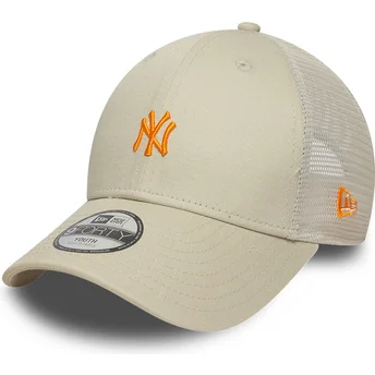 Cappellino trucker beige regolabile con logo arancione per bambino 9FORTY Homefield dei New York Yankees MLB di New Era