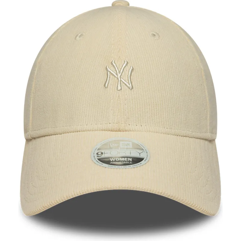 cappellino-curvo-beige-regolabile-da-donna-9forty-mini-cord-dei-new-york-yankees-mlb-di-new-era