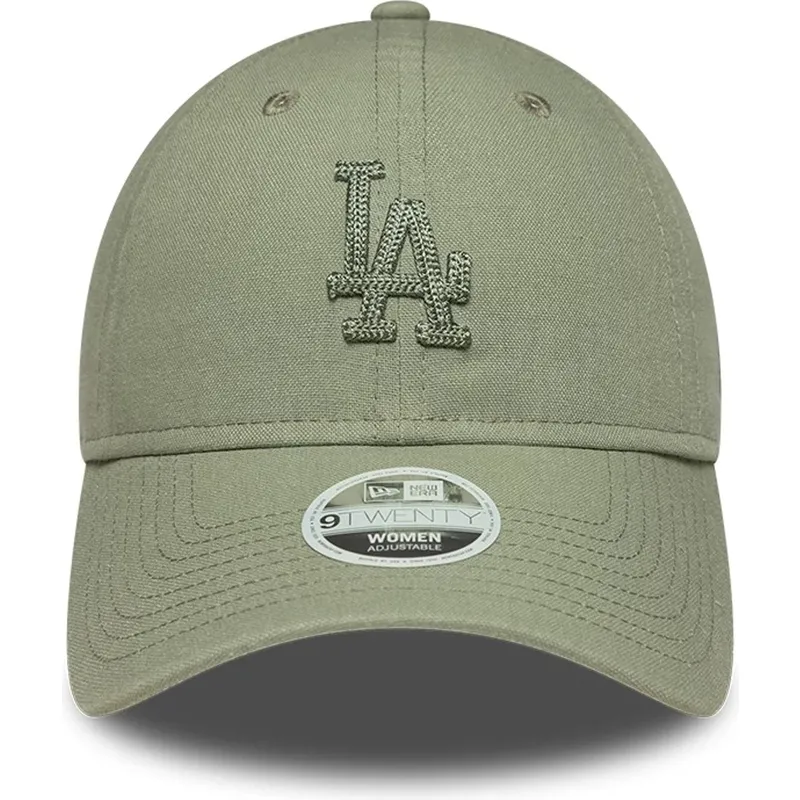 cappellino-curvo-verde-regolabile-con-logo-verde-da-donna-9twenty-midi-linen-dei-los-angeles-dodgers-mlb-di-new-era