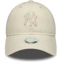 cappellino-curvo-beige-regolabile-con-logo-beige-da-donna-9twenty-midi-linen-dei-new-york-yankees-mlb-di-new-era