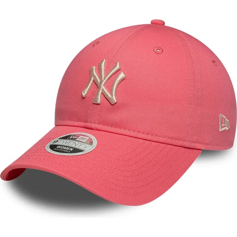 cappellino-curvo-rosa-regolabile-con-logo-beige-da-donna-9twenty-league-essential-midi-dei-new-york-yankees-mlb-di-new-era
