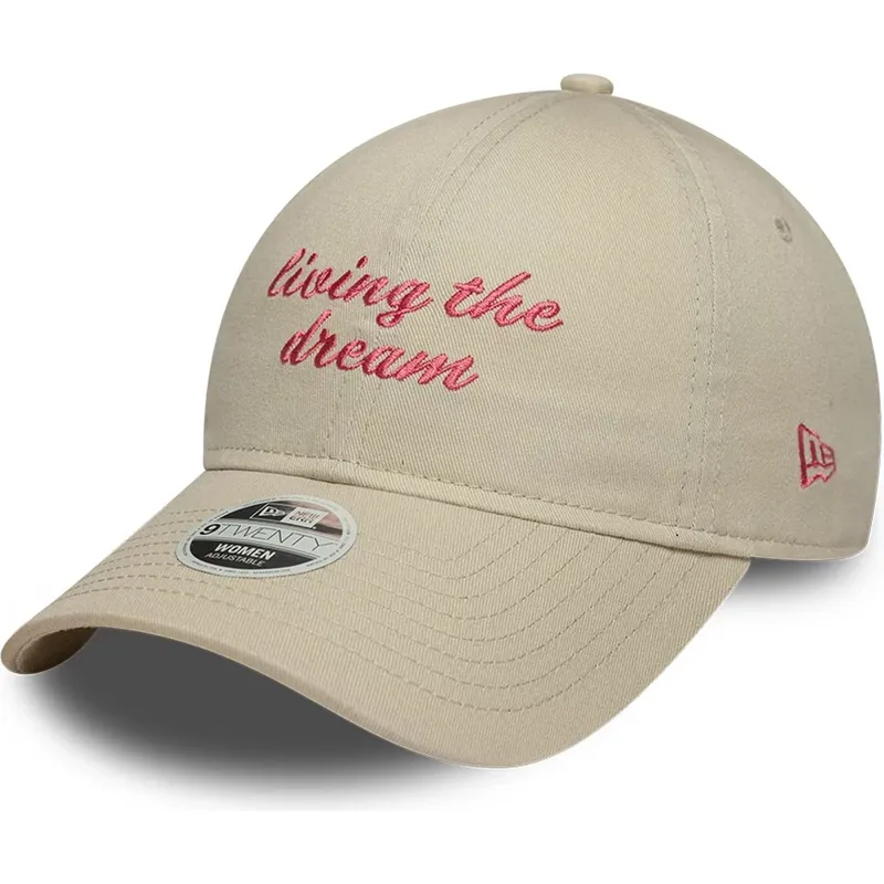 cappellino-curvo-beige-regolabile-da-donna-9twenty-living-the-dream-slogan-di-new-era