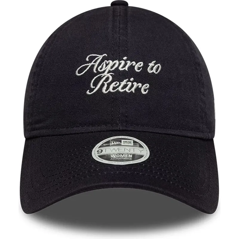 gorra-curva-azul-marino-ajustable-para-mujer-9twenty-aspire-to-retire-slogan-de-new-era