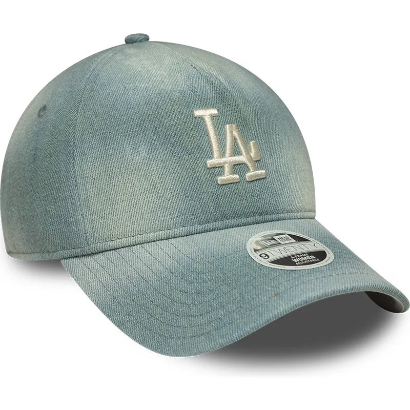 cappellino-curvo-blu-regolabile-da-donna-9twenty-a-frame-denim-dei-los-angeles-dodgers-mlb-di-new-era