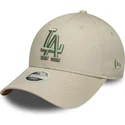 cappellino-curvo-beige-regolabile-con-logo-verde-da-donna-9forty-league-essential-dei-los-angeles-dodgers-mlb-di-new-era