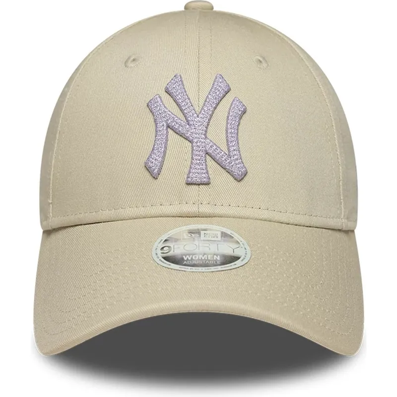 cappellino-curvo-beige-regolabile-da-donna-9forty-metallic-dei-new-york-yankees-mlb-di-new-era