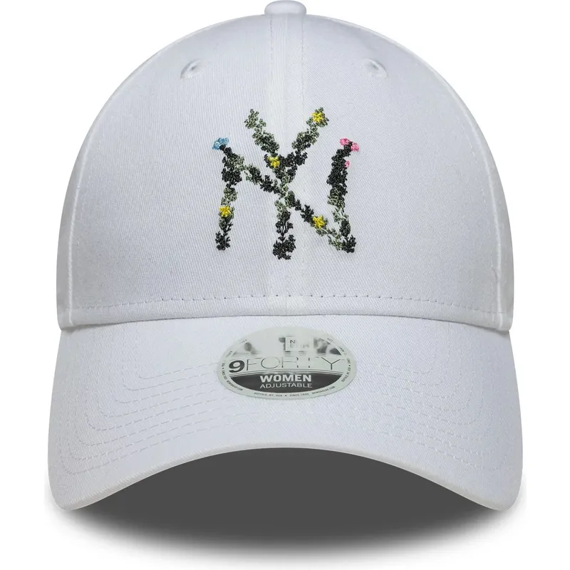 cappellino-curvo-bianco-regolabile-da-donna-9forty-floral-infill-dei-new-york-yankees-mlb-di-new-era