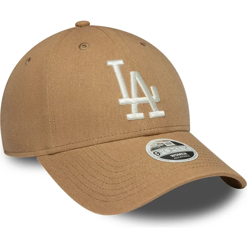 cappellino-curvo-marrone-regolabile-da-donna-9forty-linen-dei-los-angeles-dodgers-mlb-di-new-era