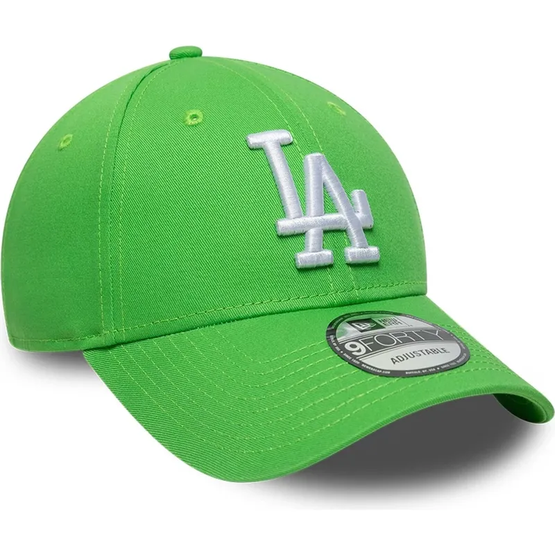 gorra-curva-verde-claro-ajustable-con-logo-blanco-9forty-league-essential-de-los-angeles-dodgers-mlb-de-new-era