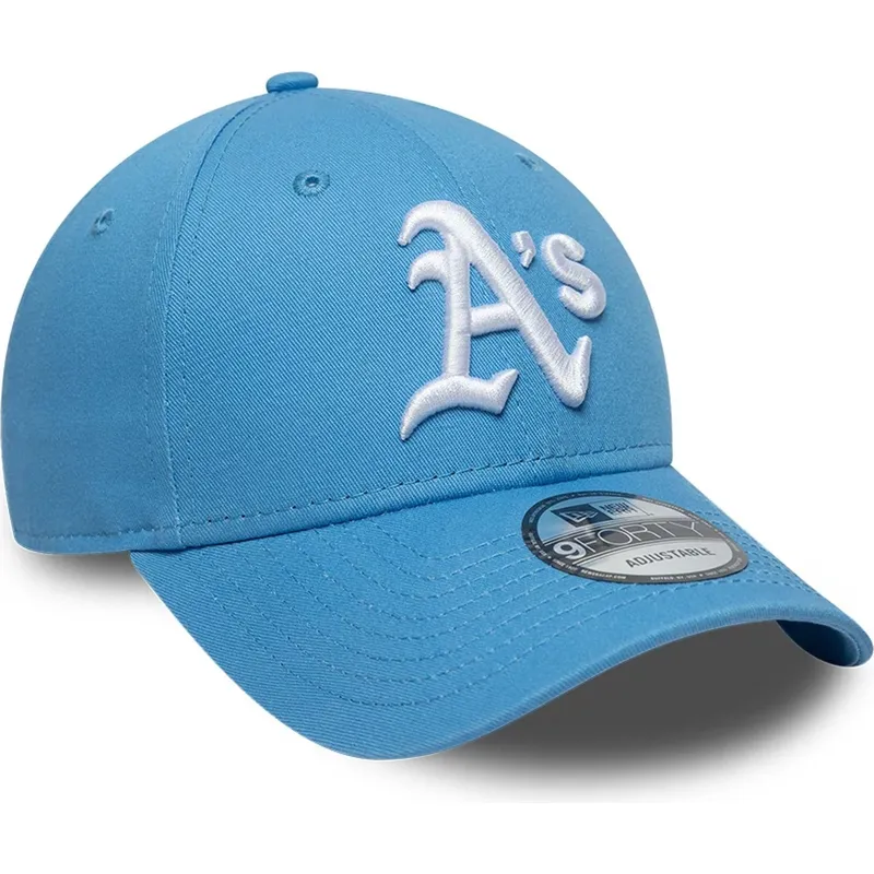 cappellino-visiera-curva-azzurro-regolabile-9forty-league-essential-di-oakland-athletics-mlb-di-new-era