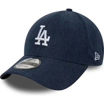 Cappellino visiera curva blu marino regolabile 9FORTY Soft Cord di Los Angeles Dodgers MLB di New Era