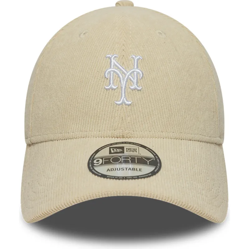 cappellino-con-visiera-curva-beige-regolabile-9forty-soft-cord-di-new-york-mets-mlb-di-new-era