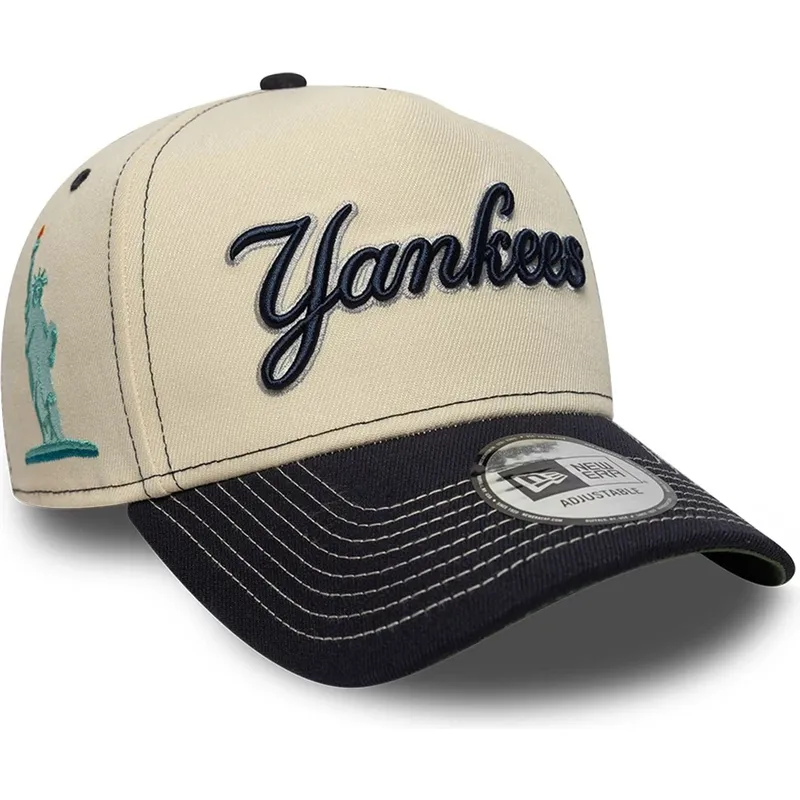 gorra-curva-beige-y-azul-marino-snapback-e-frame-city-icon-de-new-york-yankees-mlb-de-new-era