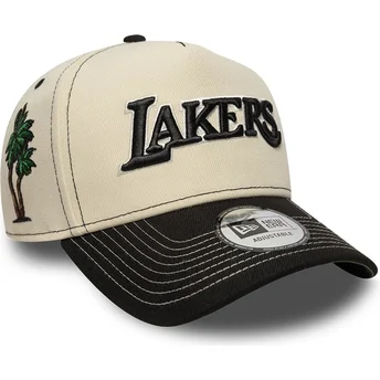 Cappellino curvo beige e nero snapback E Frame City Icon dei Los Angeles Lakers NBA di New Era
