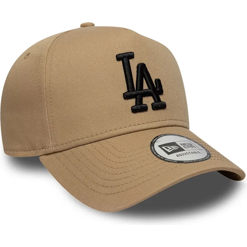 cappellino-curvo-marrone-snapback-con-logo-nero-e-frame-league-essential-dei-los-angeles-dodgers-mlb-di-new-era