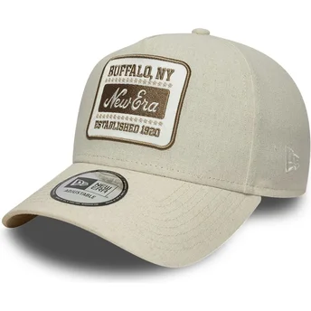 Cappellino curvo beige snapback E Frame Patch Linen di New Era
