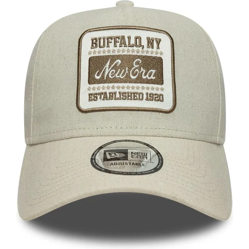 cappellino-curvo-beige-snapback-e-frame-patch-linen-di-new-era