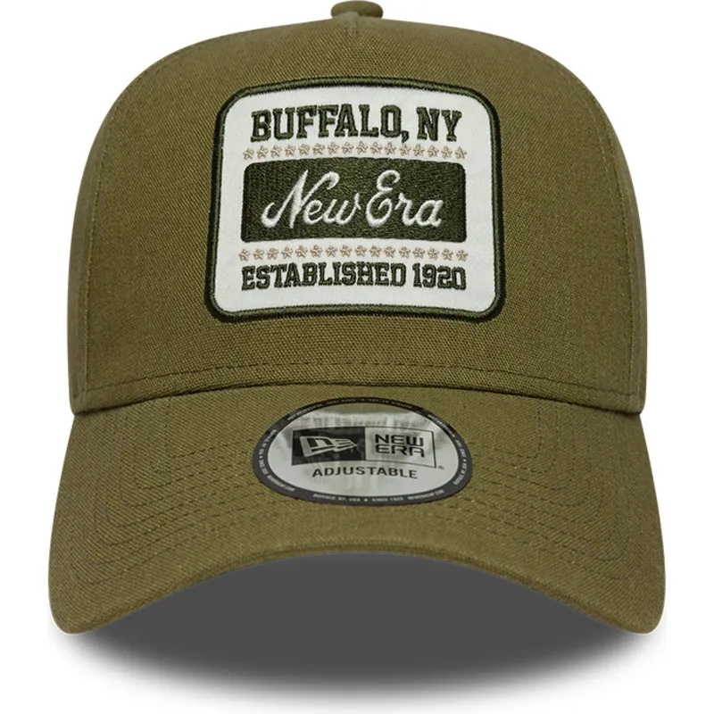 cappellino-curvo-verde-snapback-e-frame-patch-linen-di-new-era