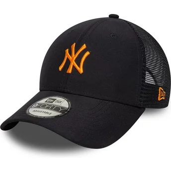 Cappellino trucker blu marino regolabile con logo arancione 9FORTY Homefield Midi di New York Yankees MLB di New Era
