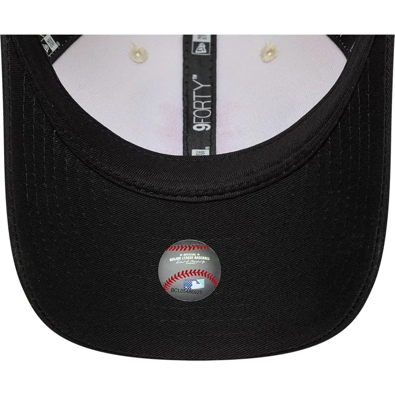 cappellino-curvo-beige-e-nero-snapback-9forty-m-crown-side-script-di-new-york-mets-mlb-di-new-era