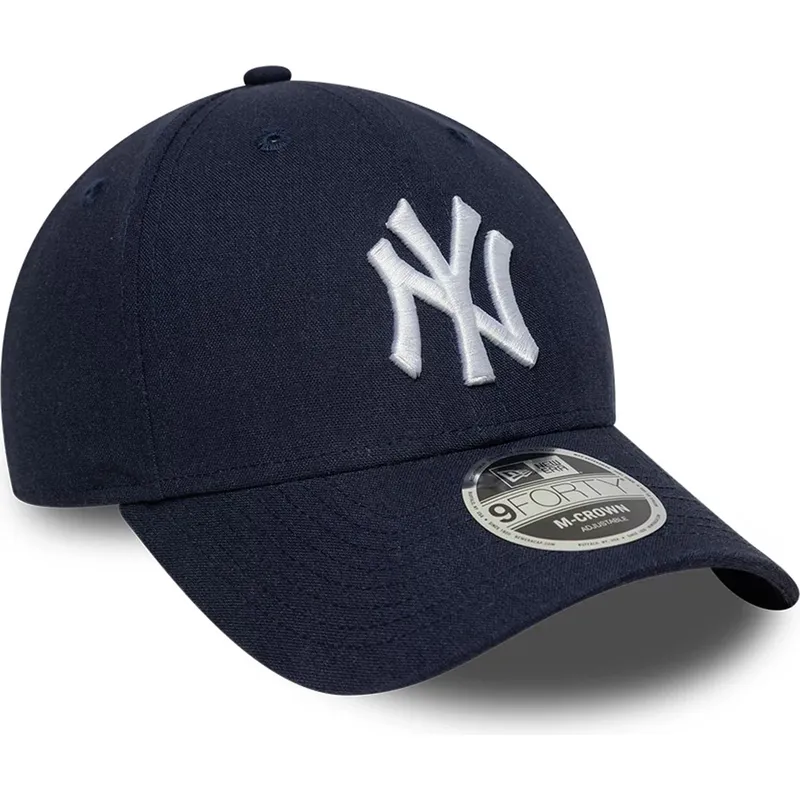 cappellino-visiera-curva-blu-marino-snapback-9forty-m-crown-linen-di-new-york-yankees-mlb-di-new-era