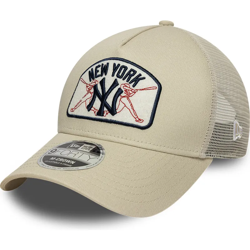 cappellino-trucker-beige-9forty-m-crown-a-frame-dei-new-york-yankees-mlb-di-new-era