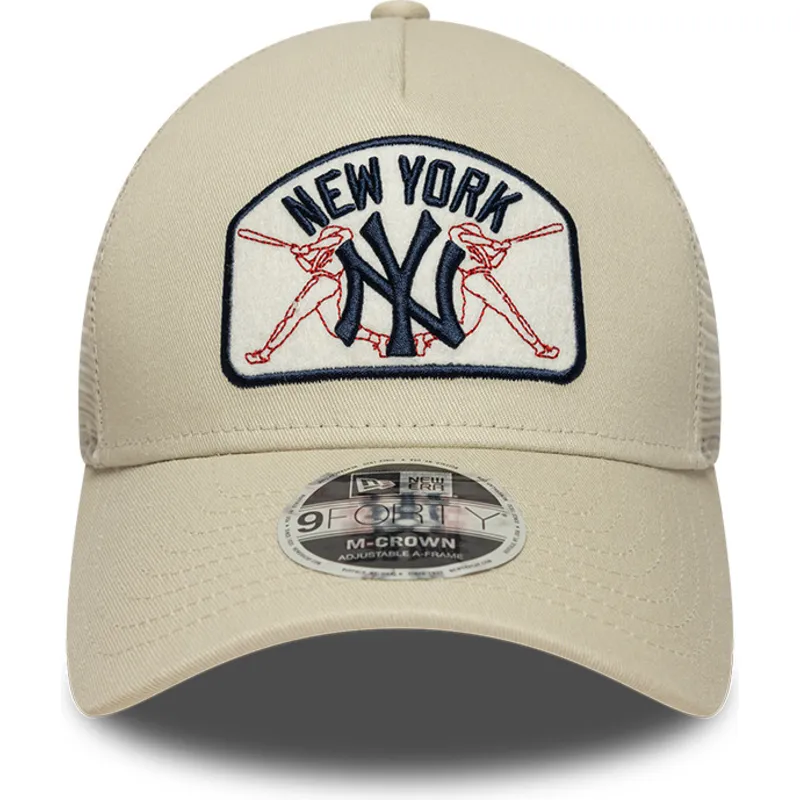 cappellino-trucker-beige-9forty-m-crown-a-frame-dei-new-york-yankees-mlb-di-new-era