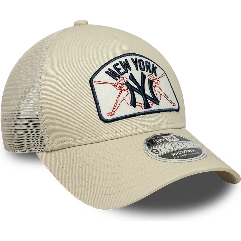 cappellino-trucker-beige-9forty-m-crown-a-frame-dei-new-york-yankees-mlb-di-new-era