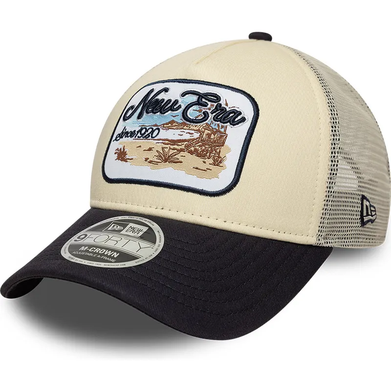 cappellino-trucker-beige-e-blu-marino-9forty-m-crown-a-frame-di-new-era
