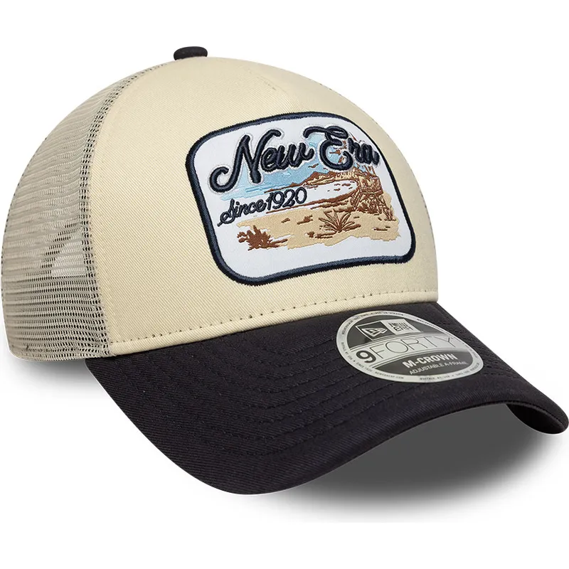 cappellino-trucker-beige-e-blu-marino-9forty-m-crown-a-frame-di-new-era