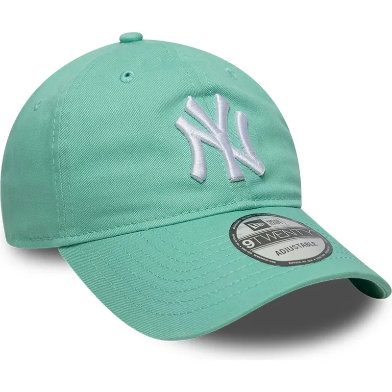 cappellino-con-visiera-curva-verde-chiaro-regolabile-9twenty-league-essential-di-new-york-yankees-mlb-di-new-era