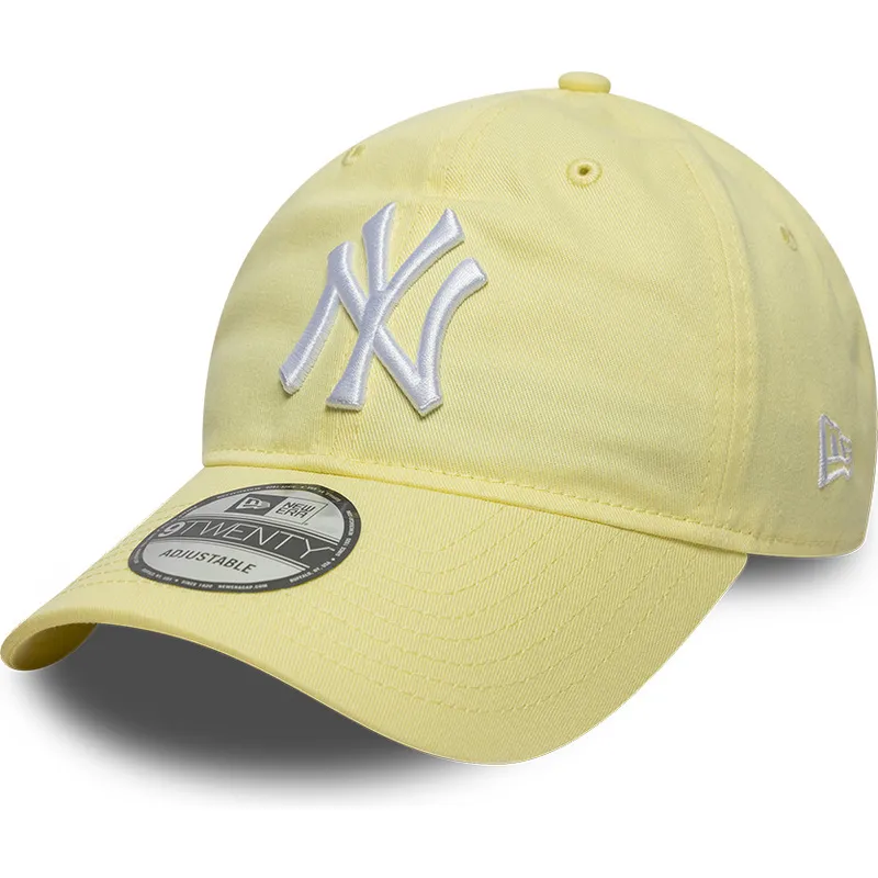 cappellino-con-visiera-curva-giallo-chiaro-regolabile-9twenty-league-essential-di-new-york-yankees-mlb-di-new-era
