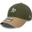 cappellino-curvo-verde-e-marrone-regolabile-9twenty-mini-washed-contrast-di-oakland-athletics-mlb-di-new-era