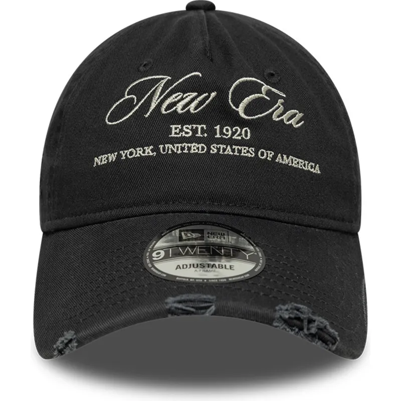 cappellino-curvo-nero-regolabile-9twenty-wash-distress-a-frame-di-new-era