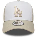 cappellino-trucker-beige-e-bianco-con-logo-beige-a-frame-league-essential-dei-los-angeles-dodgers-mlb-di-new-era