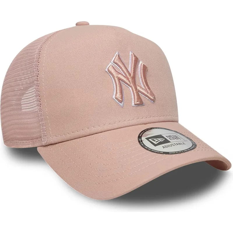 cappellino-trucker-rosa-con-logo-rosa-a-frame-outline-dei-new-york-yankees-mlb-di-new-era