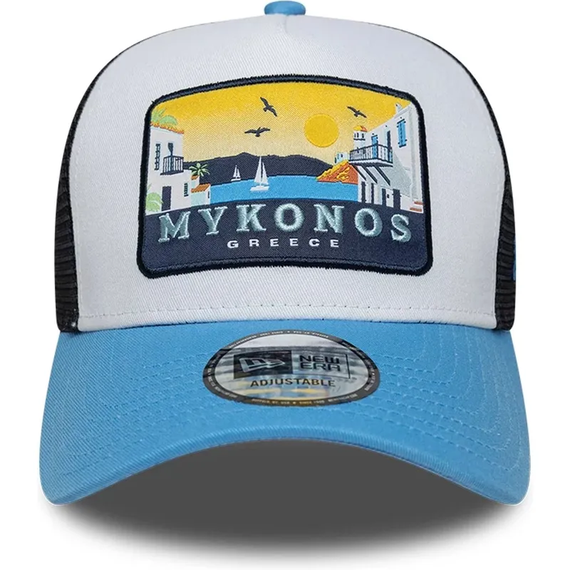 cappellino-trucker-blu-a-frame-location-patch-di-mykonos-di-new-era