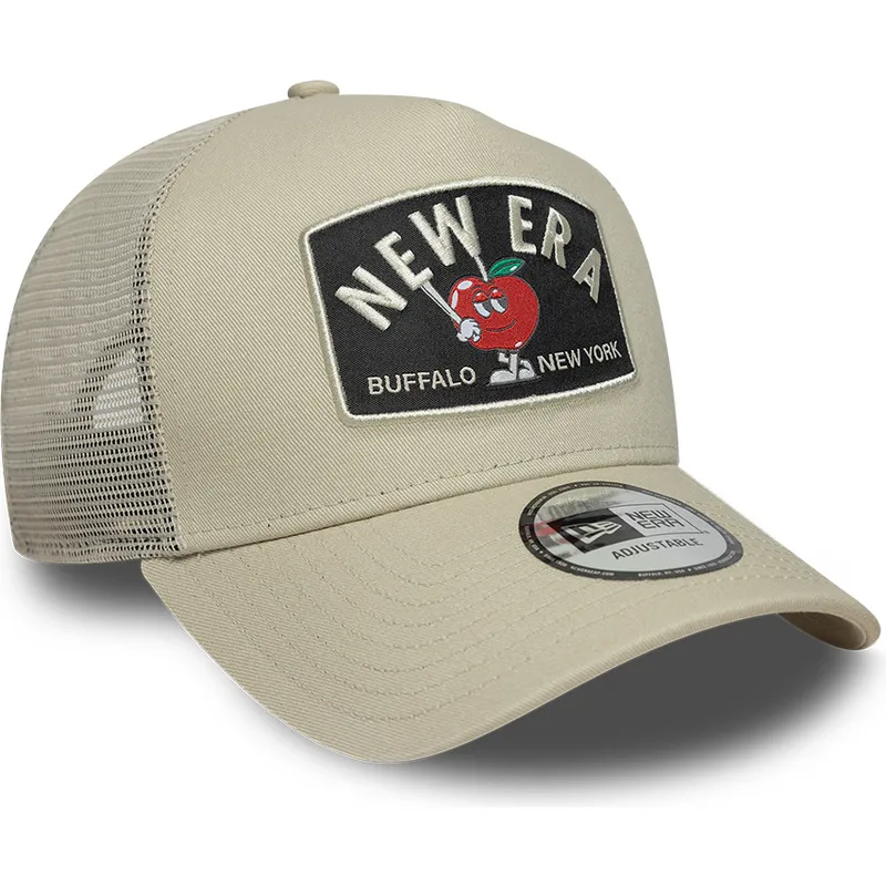 cappellino-trucker-beige-a-frame-summer-patch-di-new-era