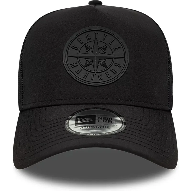 cappellino-trucker-nero-con-logo-nero-a-frame-sport-di-seattle-mariners-mlb-di-new-era