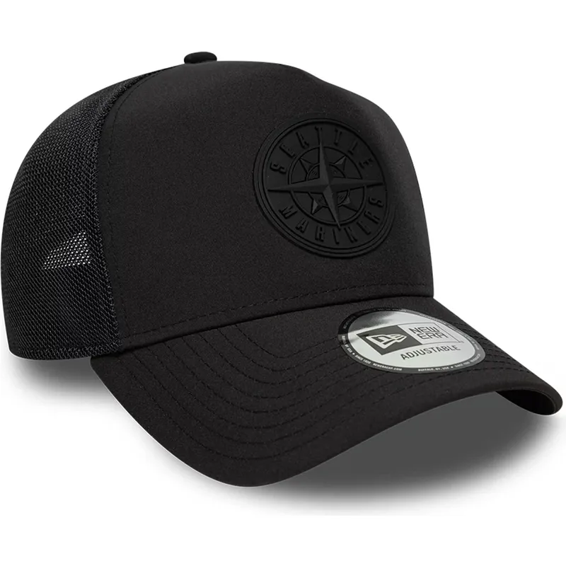cappellino-trucker-nero-con-logo-nero-a-frame-sport-di-seattle-mariners-mlb-di-new-era