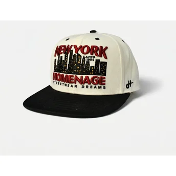 Cappello piatto beige e nero snapback NYSKY Skylines The Snap di Homenage