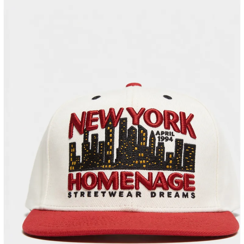 cappello-piatto-beige-e-rosso-snapback-nysky-skylines-the-snap-di-homenage