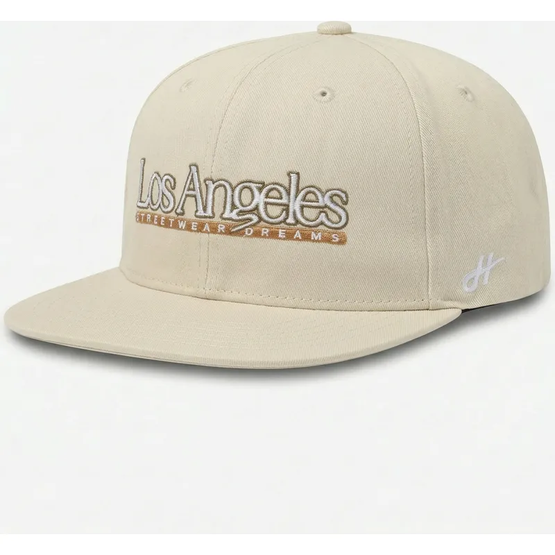 cappello-piatto-beige-snapback-los-angeles-skylines-the-snap-di-homenage