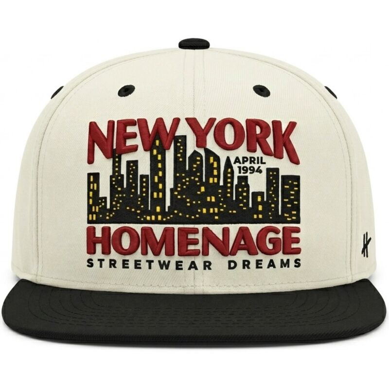 cappello-piatto-beige-e-nero-snapback-nysky-skylines-the-snap-di-homenage cappello-piatto-beige-e-nero-snapback-nysky-skylines-the-snap-di-homenage