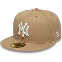 cappello-piatto-marrone-chiaro-regolato-59fifty-league-essential-di-new-york-yankees-mlb-di-new-era